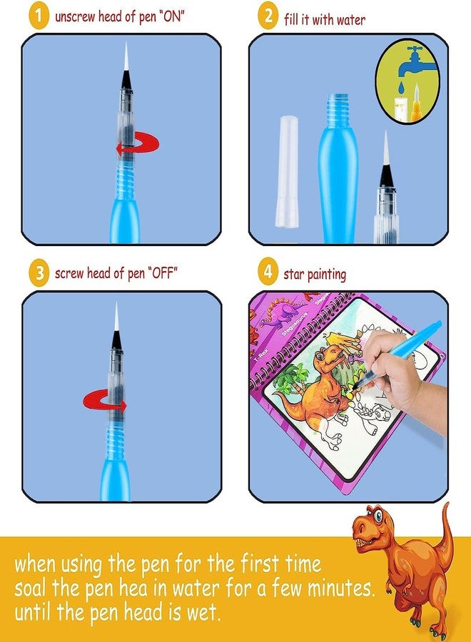 hapray Magic Water Paint Coloring Books for Toddler, Art Toys Age 2-4, Educational Learning Doodle Toy, Gifts for Girl Boy 3 2 1+ Year (Dinosaur Animal 2 Pack) - Image 3